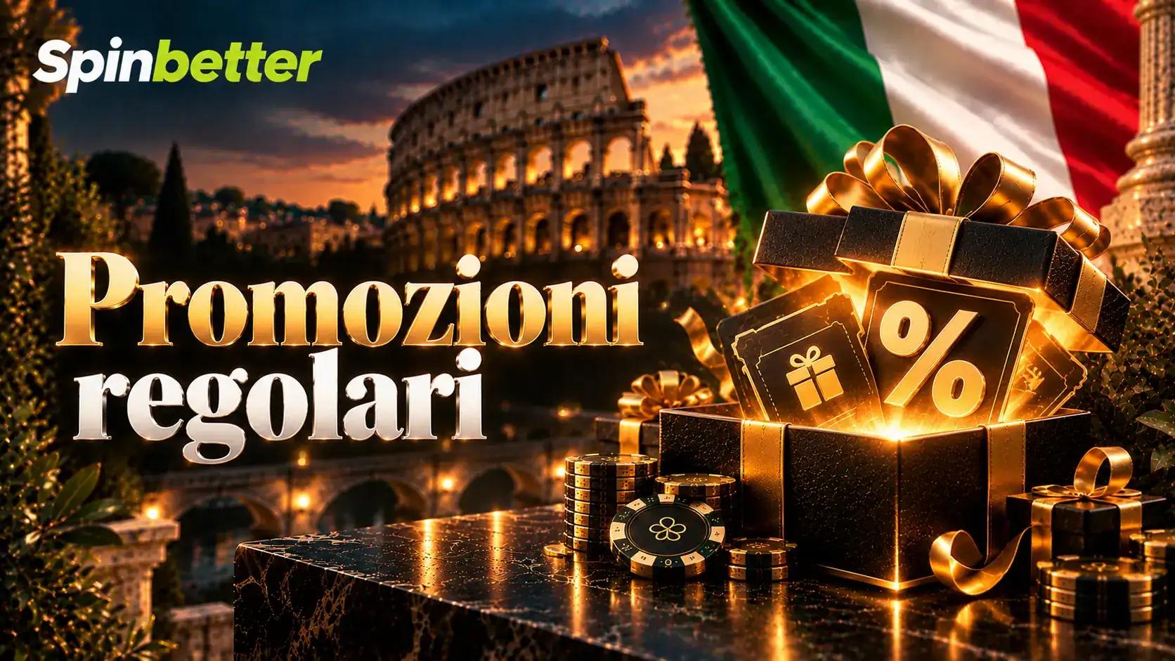 Riquadro con le promozioni ricorrenti del casinò e il pacchetto di benvenuto